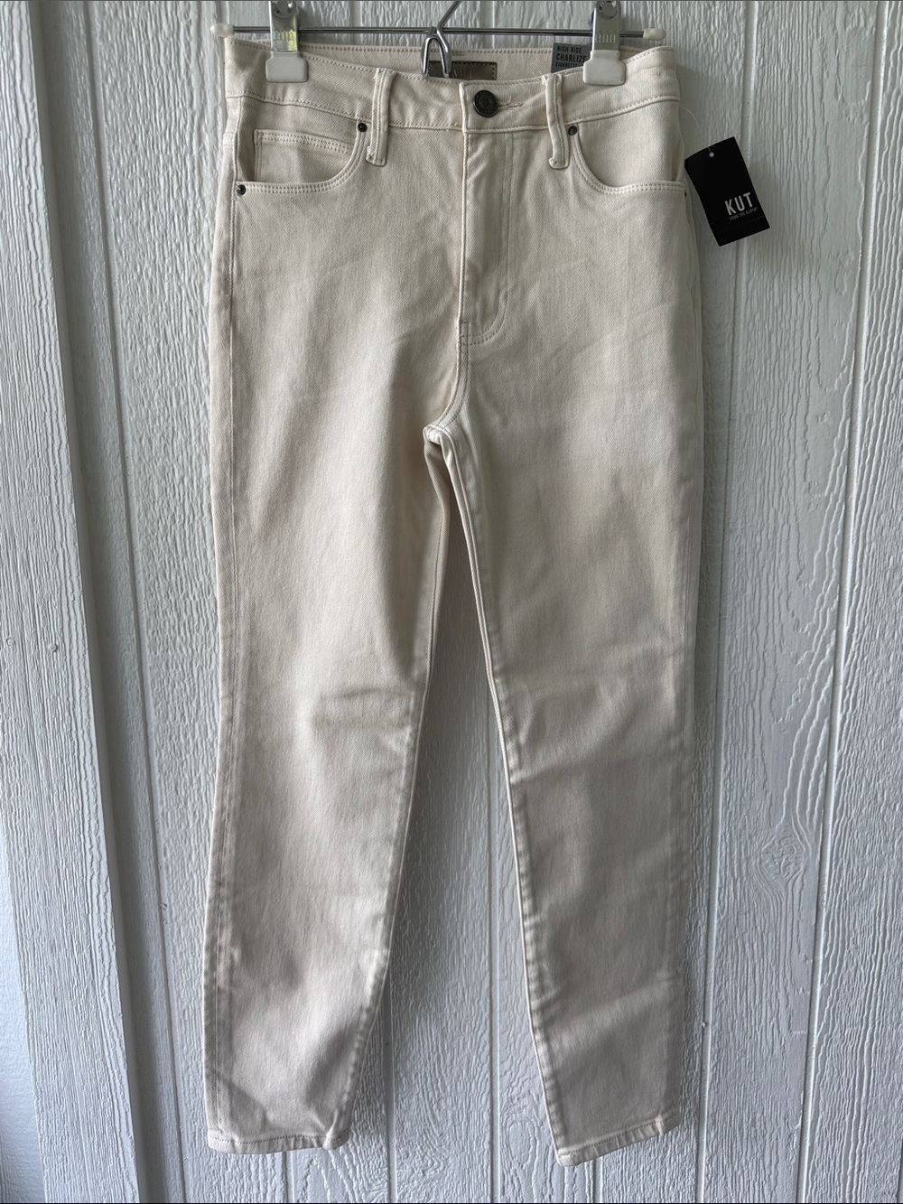 New NWT Kut from the Kloth Ecru Cream High Rise Charlize Cigarette Jeans sz 0